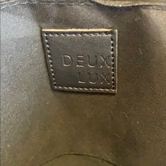 DEUX LUX |Cream Canvas Black Faux Leather Backpack Eco-Friendly Vegan Bag Unisex - Picture 6 of 10